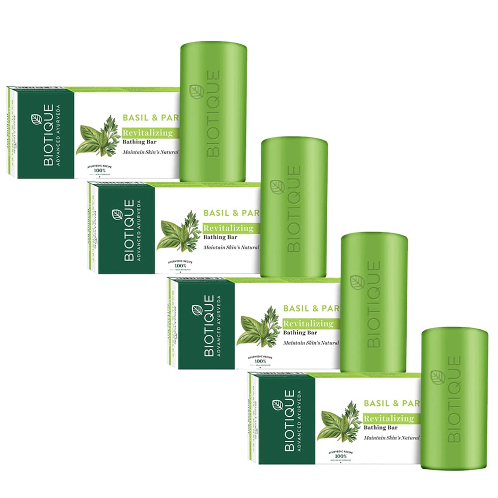 BIOTIQUE BIO BASIL & PARSLEY REVITALIZING BODY SOAP (150G*4PCS) 600G