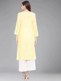 Ada Hand Embroidered Lucknowi Chikankari Ethnic Wear Cotton Kurta Kurti Tunic for Women