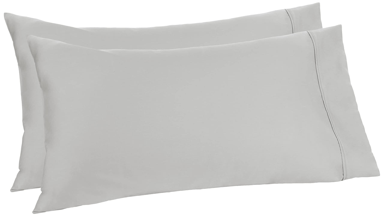 Aware 100% Organic Cotton 300 Thread Count Pillowcase Set, Light Gray, Standard, 2 Pack, 32" x 20"