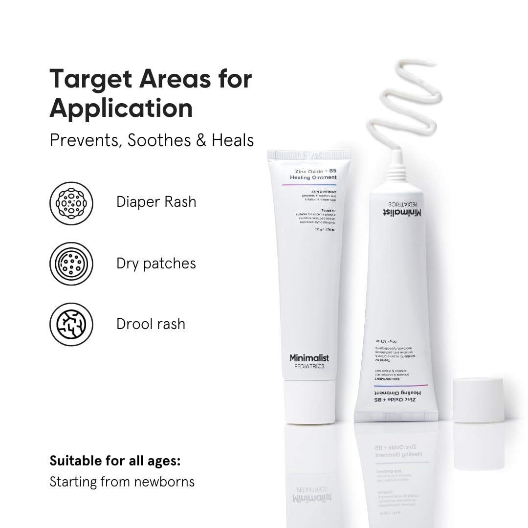 Minimalist Baby Rash Cream | Zinc Oxide + B5 Healing Ointment | Pediatrician Approved | For Drool & Diaper Rash | 50gm
