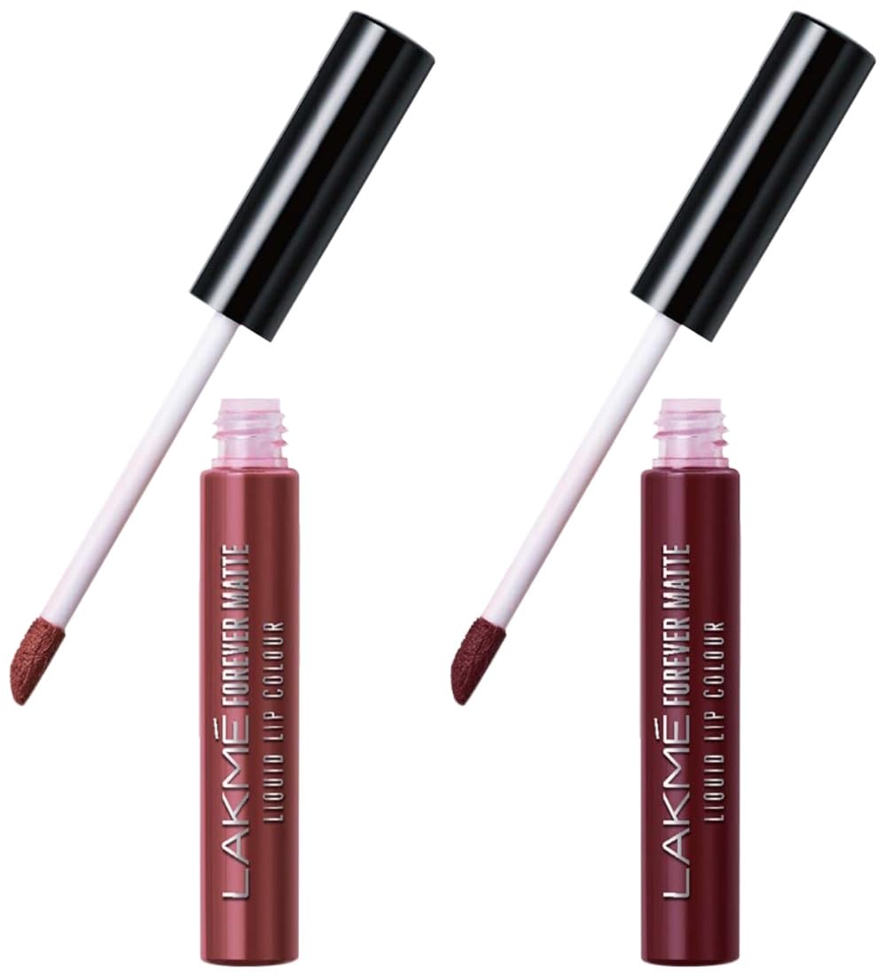 Lakmé Forever Matte Liquid Lip Colour, Nude Dream, 5.6 Ml & Lakmé Forever Matte Liquid Lip Colour, Wine Touch, 5.6 Ml