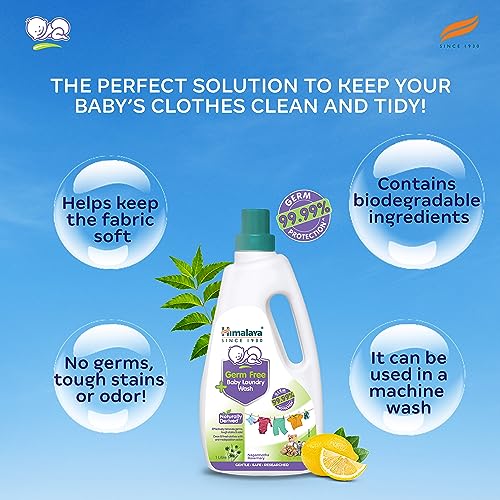 Himalaya Germ Free Baby Laundry Detergent Liquid 1 L (Bottle) | Plant Based Cleansers & Biodegradable Ingredients | Dermatologically Tested