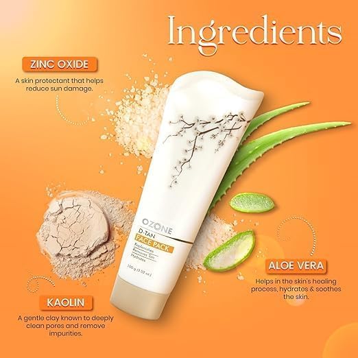 Ozone Tan Removal Ritual Face Care Combo| DeTan Face Pack 100 gm, Face Scrub 100 gm, Face Wash 100 gm & Face Cleanser 250 gm | For Tan Removal, Oil Control | Combo Pack