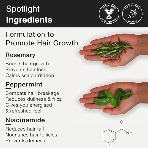 Soulflower Rosemary Water spray Niacinamide Mint| Heat Protection Spray For Hair regrowth, Anti Hair fall, Rosemary Anti frizz Hair Mist| Cool Thanda Relaxing effect, Non-Greasy Men & Women, 100ml.