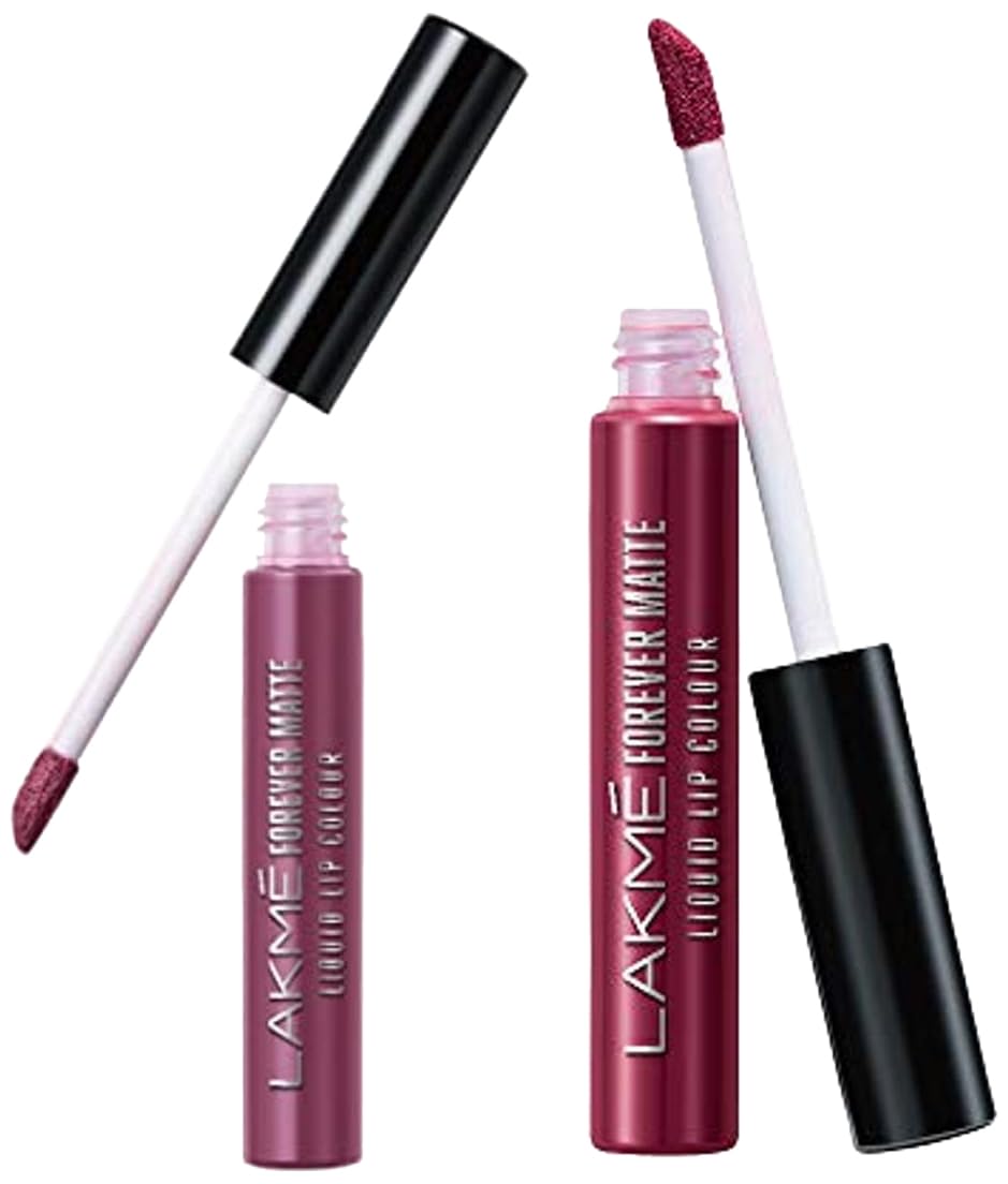 Lakmé Forever Matte Liquid Lip Colour, Mauve Fling, 5.6 ml & Lakmé Forever Matte Liquid Lip Colour, Red Wine, 5.6 ml