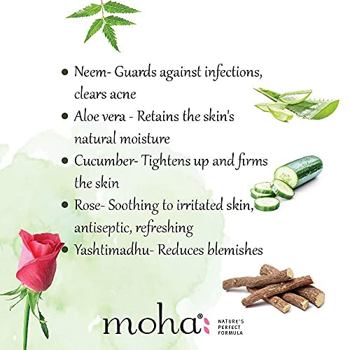 moha: Herbal Face Wash 200 ML + 100 ML Combo | Face Wash With Goodness Of Neem, Aleovera, Cucumber, Rose & Yashtimadhu Which Keep Skin Healthy, Soft & Glowing, For All Skin Type