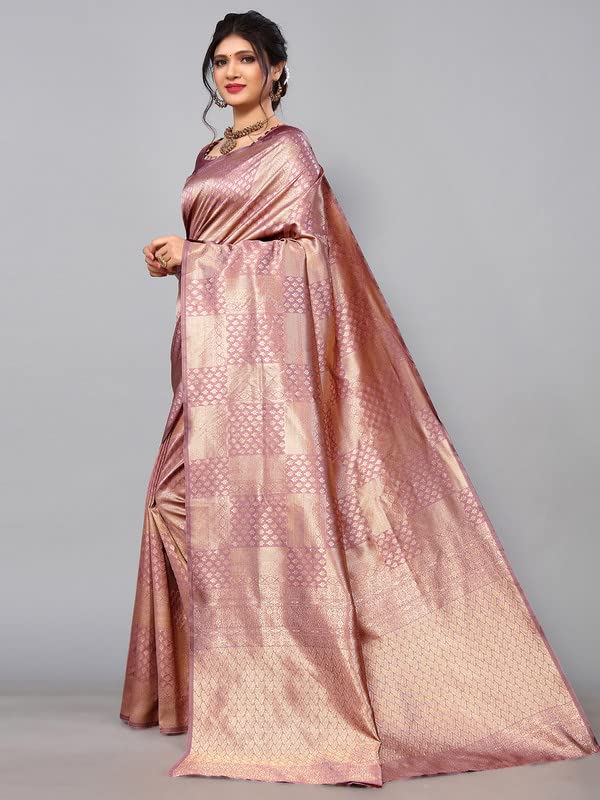 Satrani Women's Jacquard Poly Silk Saree With Unstitched Blouse Piece