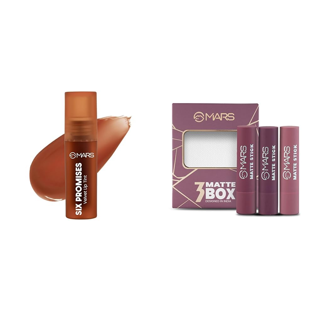 MARS Love Track Velvet Lip Tint (2.8ml) (SIX PROMISES) | Velvet Matte Finish Matte Box Set of 3 Lipsticks for Women |(3x3.2 gm) (03-Plum)