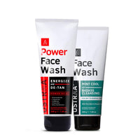 Ustraa Face Wash - Mint Cool - Dry Skin - 200g | Reduces Moisture Loss | Removes Dirt & Power Face Wash - 200g - Energize & De-Tan | Effectively Removes Tan & Brightens Skin