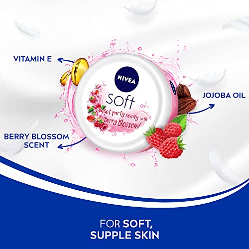 NIVEA Soft Playful Peach, Light Moisturizer Cream 200 ml & NIVEA Soft Berry Blossom, Light Moisturizer for Face, Hand & Body, 200 ml