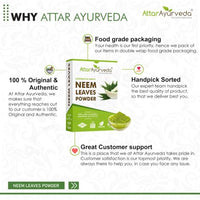 Attar Ayurveda Neem powder for Face, Skin and Hair (200 grams) | 100% Natural, No Preservative | Ideal for Face Pack, Hair Pack and Eating