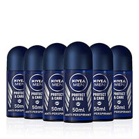 Nivea Men Protect And Care Anti Perspirant Fresh Scent Deodorant Roll On, 50 Ml (Pack Of 6)