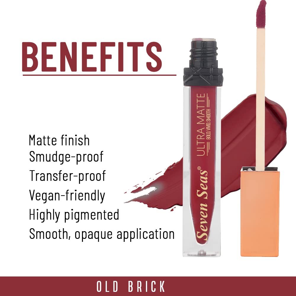 Seven Seas Ultra Matte Liquid Lipstick Trendy Nude Shade (Old Brick)