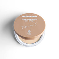 Mamaearth Glow Oil Control Compact Spf 30 With Vitamin C & Turmeric For 2X Instant Glow, Normal, Natural, Matte - 9 Gm (Creme Glow, Brown)