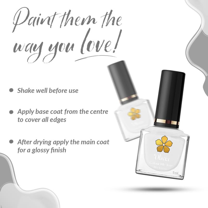 Olivia Nail Paint for Glossy Finish - 5ml (1 White Sugar)