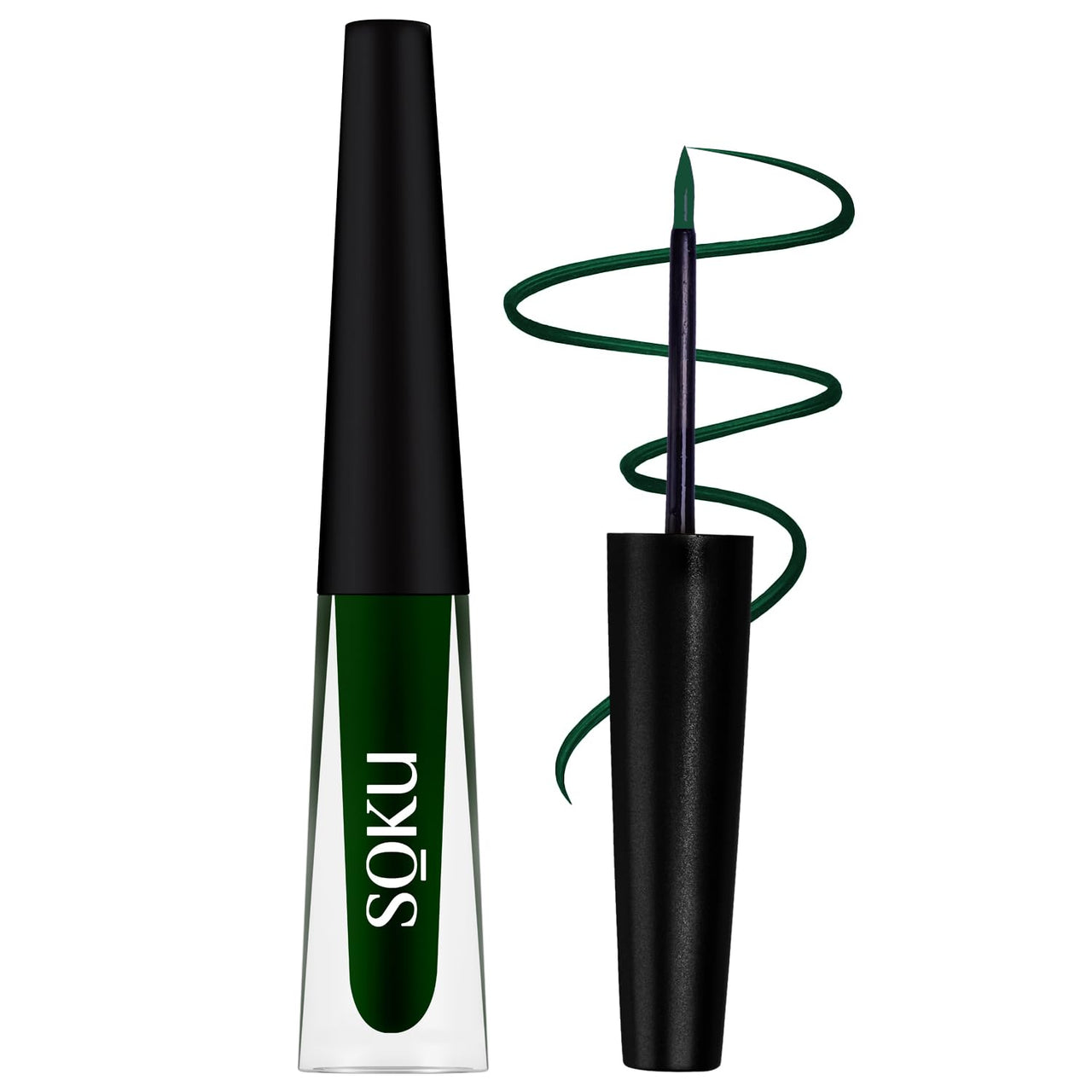SOKU Eye Can See Intense Green Liquid Eyeliner | Long Lasting Up to 24 hours | Enriched with Castor Oil | Eyeliner Waterproof Smudge Proof (Instant Icon) - 2.5 ml