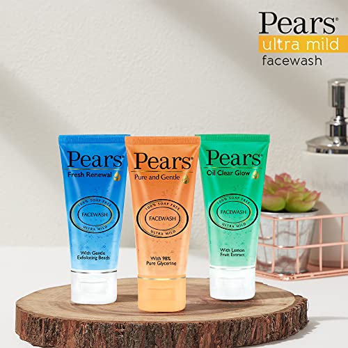 PEARS Pure and Gentle Daily Cleansing Facewash, Mild Cleanser With Glycerine, Balances PH, 100% Soap Free, 150 g
