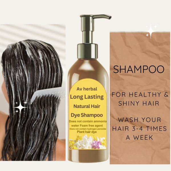 AV Herbal International Hair Dye Shampoo | Natural Black Hair Color | 3-in-1 Color, Cleanse & Nourish | 300ml (1)