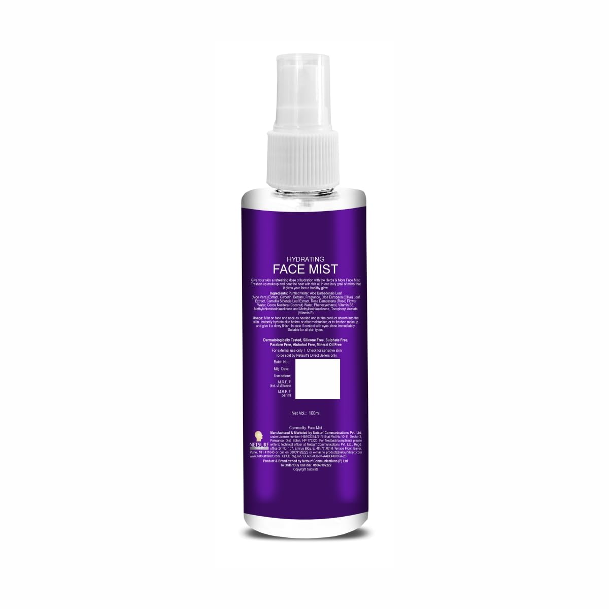 HERBS & MORE Face Mist | Hydrating & Refreshing Facial Spray | Moisturizing, Toning & Revitalizing | Soothes Skin & Enhances Glow | Suitable for All Skin Types, 100ml, Pack 2