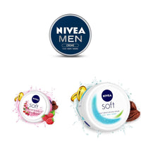NIVEA Men Crème, Cream for Face, Body & Hands, 75 ml & NIVEA Soft Berry Blossom, Light Moisturizer for Face, 200 ml & NIVEA Soft Light Moisturizer Cream, with Vitamin E & Jojoba Oil for Face, 50 ml
