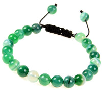 Massive Beads Natural Healing Power Gemstone Crystal Beads Unisex Adjustable Macrame Bracelets 8mm Agate Green