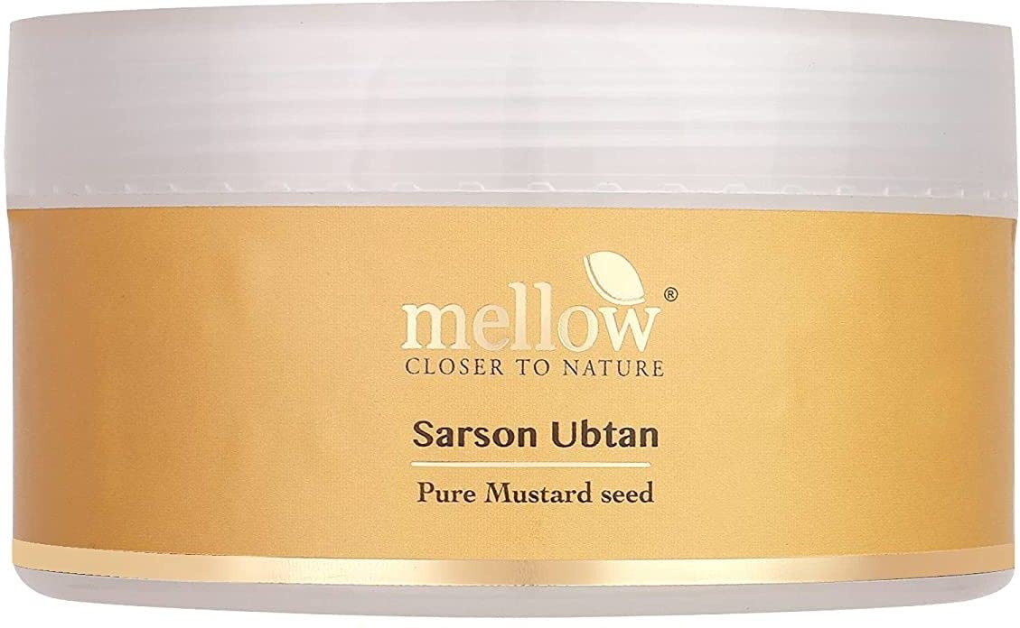 Mellow Herbals Ayurvedic Sarson Ubtan (100Gm) with Sarson Seed & Cow Milk | Cleanses Pores & Reduces Dark Patches | For Smooth & Toned Skin | Ayush Certified | GMO, Paraben and Silicone Free