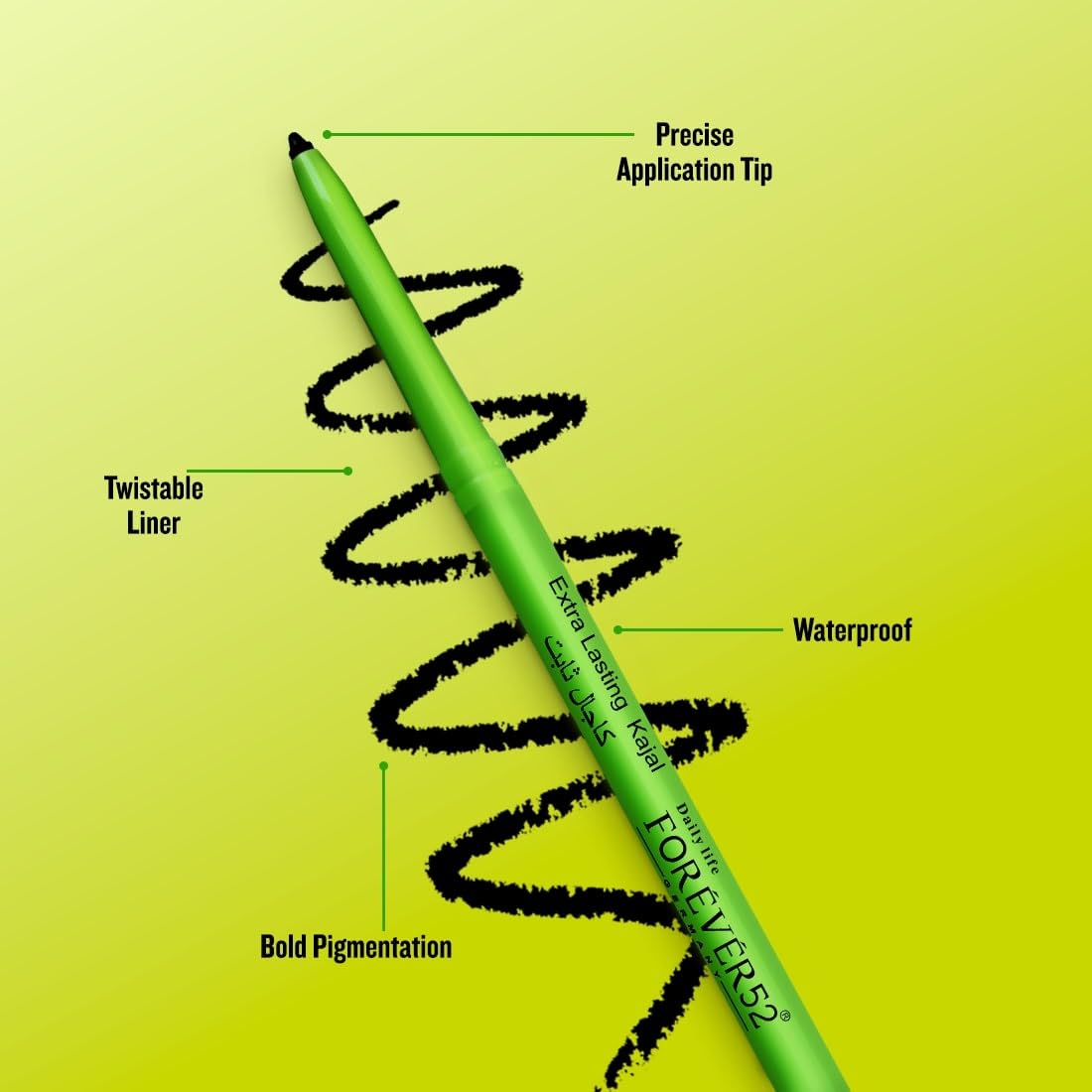 Daily Life Forever52 Amazonic Black Kajal | Smooth Waterproof and Rich-pigmented eye pencil (0.35g, 1pc)