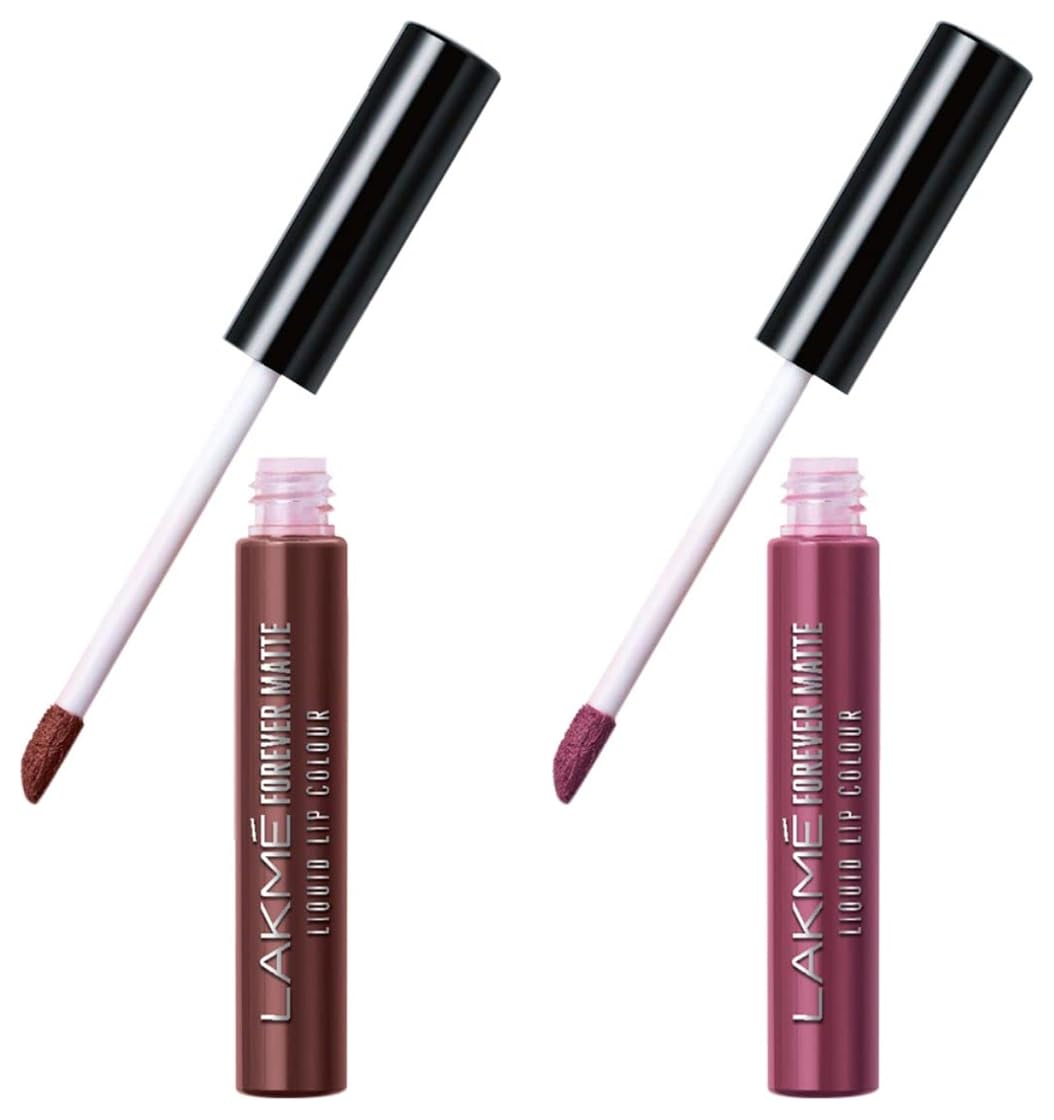 Lakmé Forever Matte Liquid Lip Colour, Mauve Ecstasy, 5.6 Ml & Lakmé Forever Matte Liquid Lip Colour, Brown Espresso, 5.6 Ml