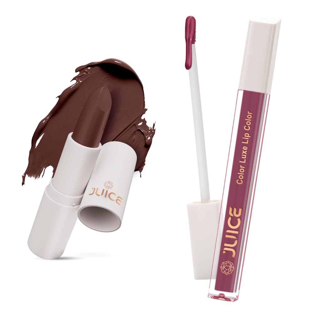 Juice Crème Brulee - M18 Kiss Sensation Lipstick & Lovely Lilac - M17 Color Luxe Liquid Lipstick with Goodness of Bio Retinol, & SPF 15 UV Protection