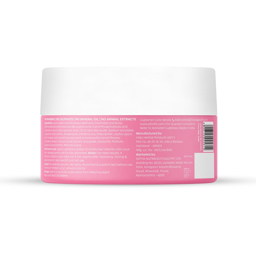 PLIX - THE PLANT FIX Guava Glow Smoothie Moisturizer For Brighter Skin (50g) | With Vitamin C & ALA | Face Cream For Even-tone Skin, Promotes Hydration | For Men & Women