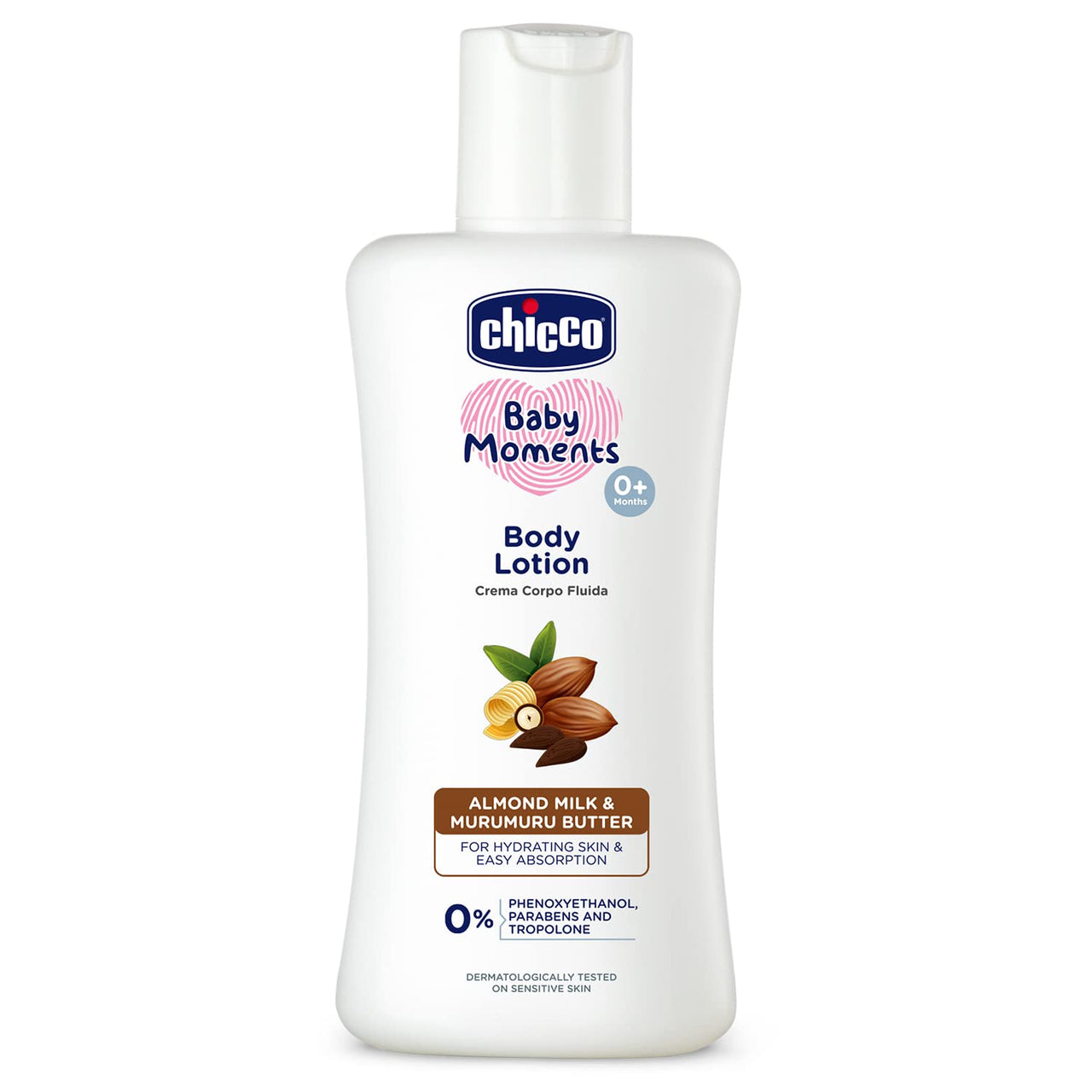 Chicco Baby Moments Body Lotion for Babies|Almond Milk & Murumuru Butter, 100ml|Quick Absorb Formula with Natural Ingredients for Ultra Soft Skin|Dermatologically Tested|Parabens & Phenoxyethanol Free