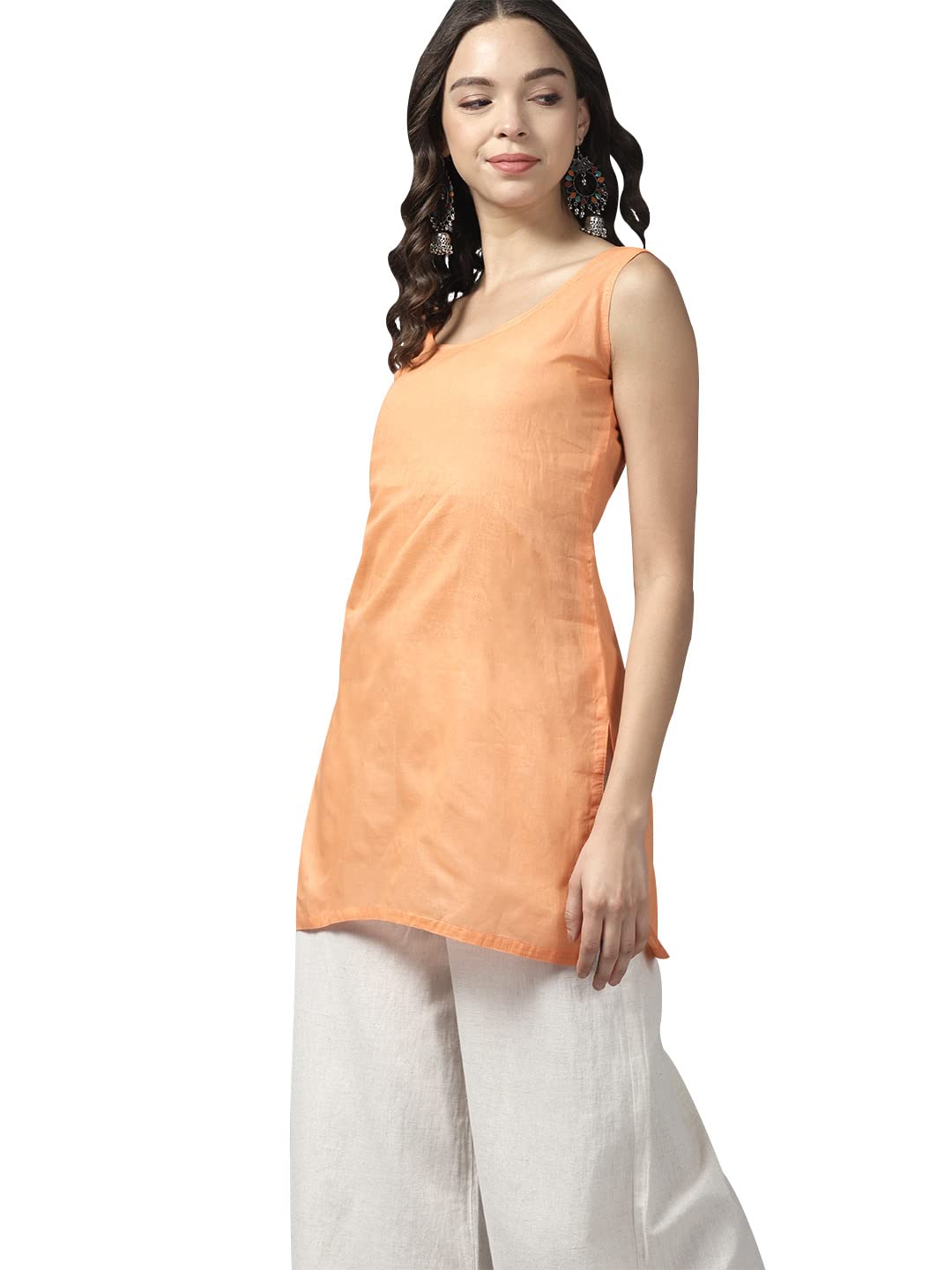 Ada Women's  Hand Embroidered Lucknowi Chikankari Georgette Short Top Kurti with Slip