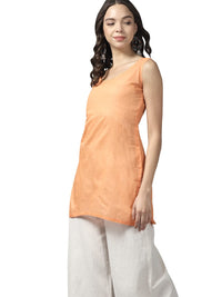 Ada Women's  Hand Embroidered Lucknowi Chikankari Georgette Short Top Kurti with Slip