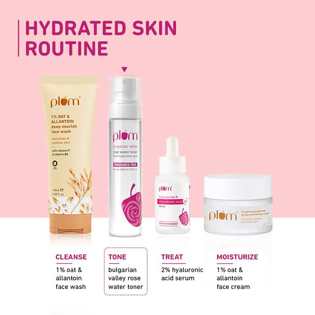 Plum Bulgarian Valley Rose Water Face Toner | for Oily Acne Prone Dry Combination Skin | with Hyaluronic Acid | Hydrating & Pores Tightening | Balances pH Levels | Alcohol-Free | Women & Men | 100ml