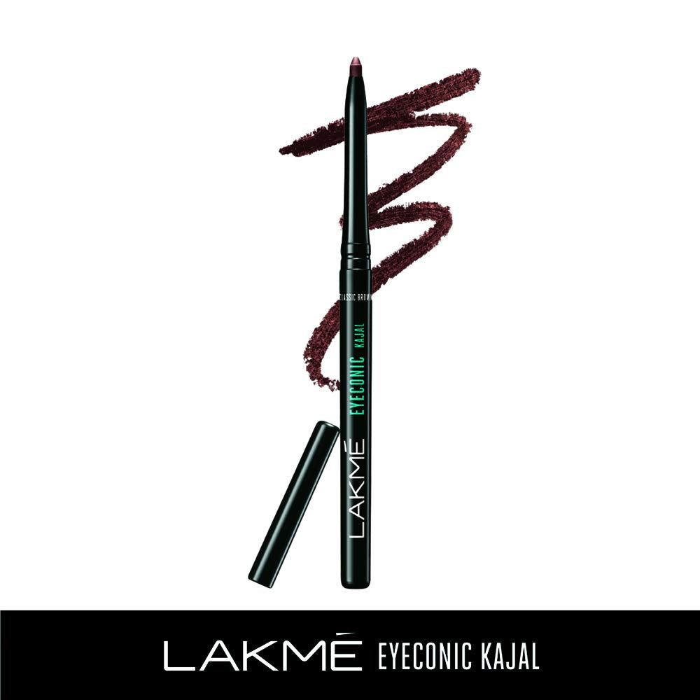 Lakmé Eyebrow Pencil, Black, 1.2g & Lakmé Eyeconic Kajal, Classic Brown, Water Proof, Smudge Proof, Lasts Upto 22 Hrs, 0.35 g