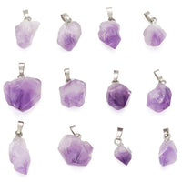 FASHEWELRY 20Pcs Natural Irregular Amethyst Rock Stone Pendants Healing Crystal Chakra Gemstone Charms for Jewelry Making Hole: 5x2.5mm 2-Purple Amethyst-Nugget
