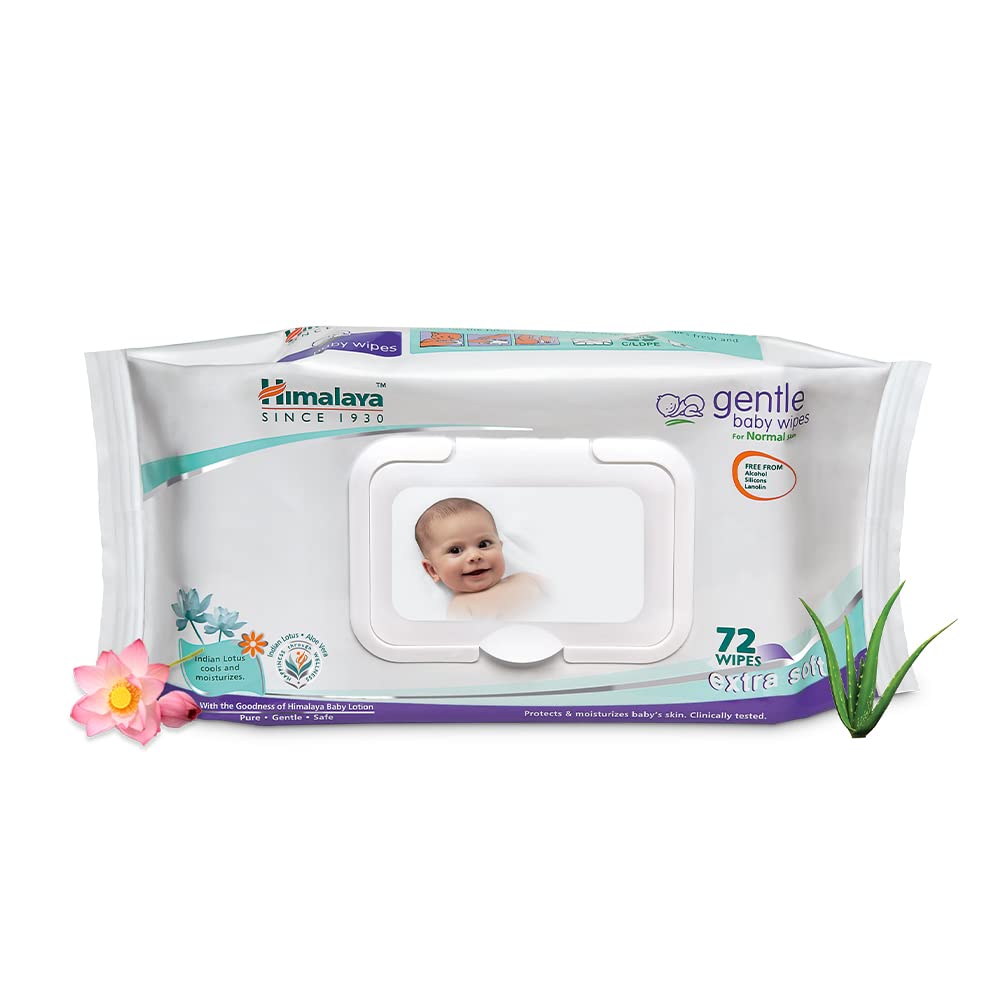Himalaya Gentle Baby Wipes, 72 Wipes,White & Gentle Baby Soap (4N*75g)