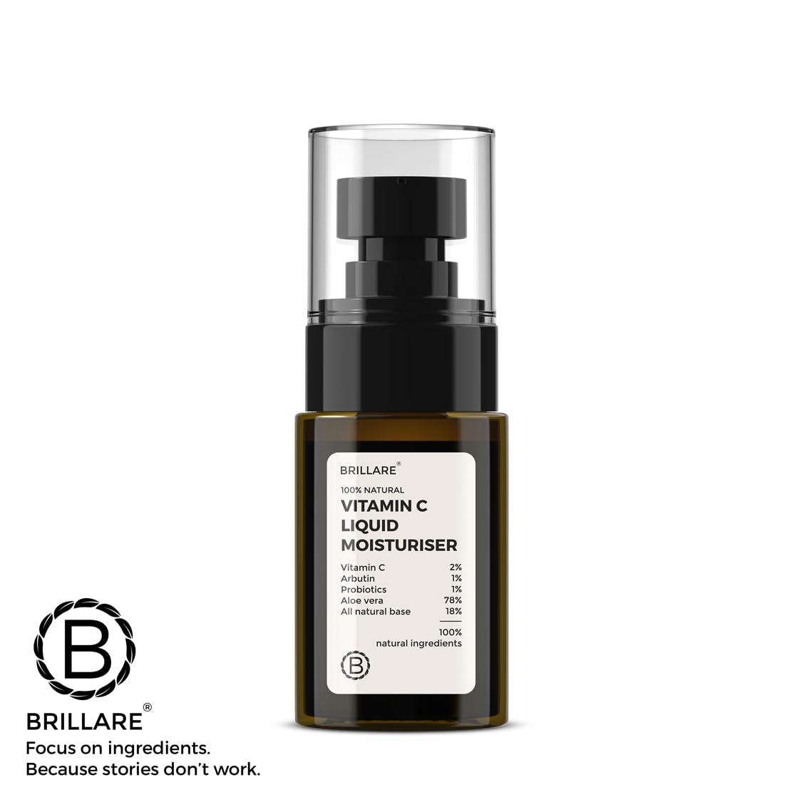 Brillare Vitamin C Liquid Moisturizer For Bright And Glowing Skin, 100% Natural Probiotics Moisturizer, Suitable For All Skin Types