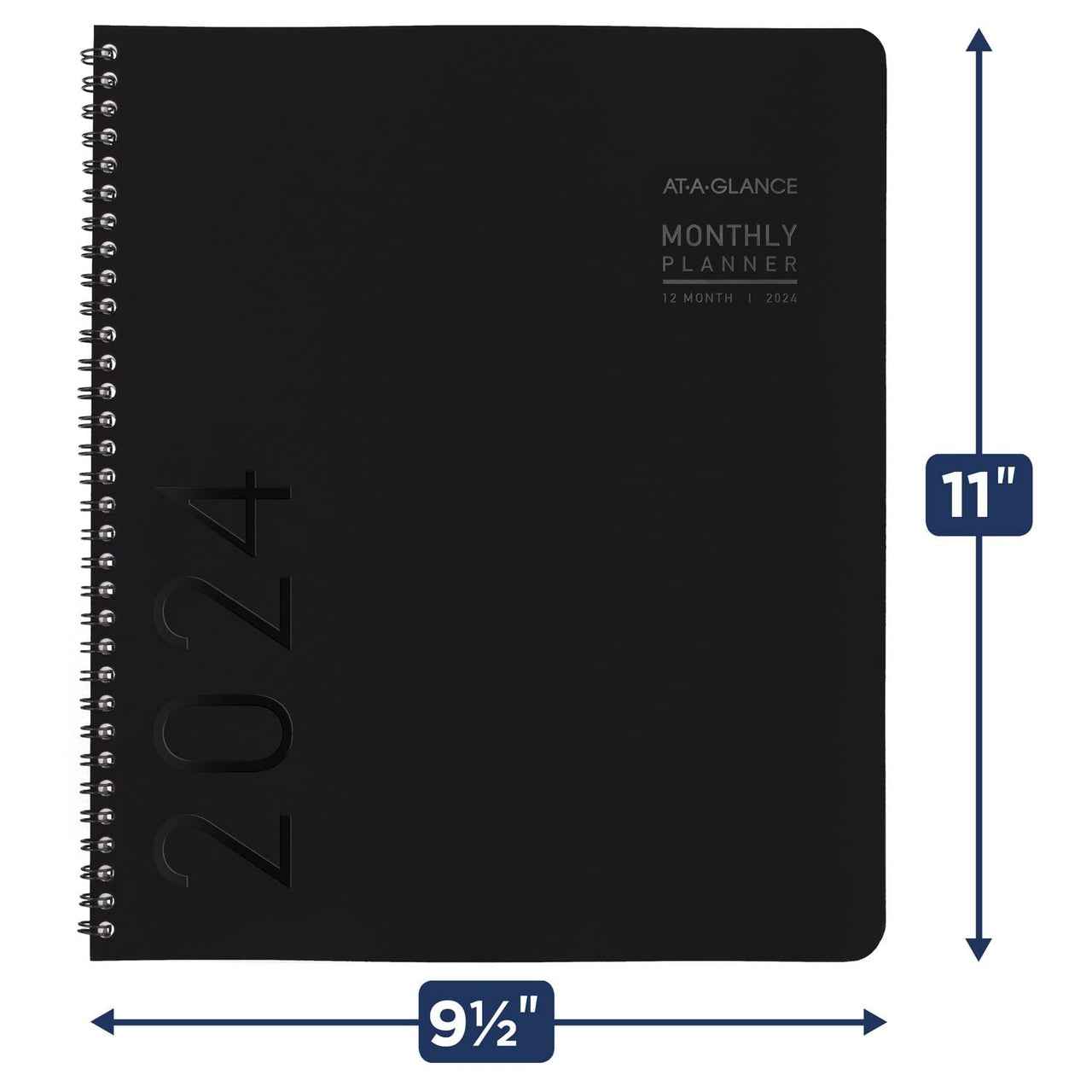 AT-A-GLANCE 2024 Monthly Planner, 9" x 11", Large, Contemporary Lite, Black (7026XL0524)