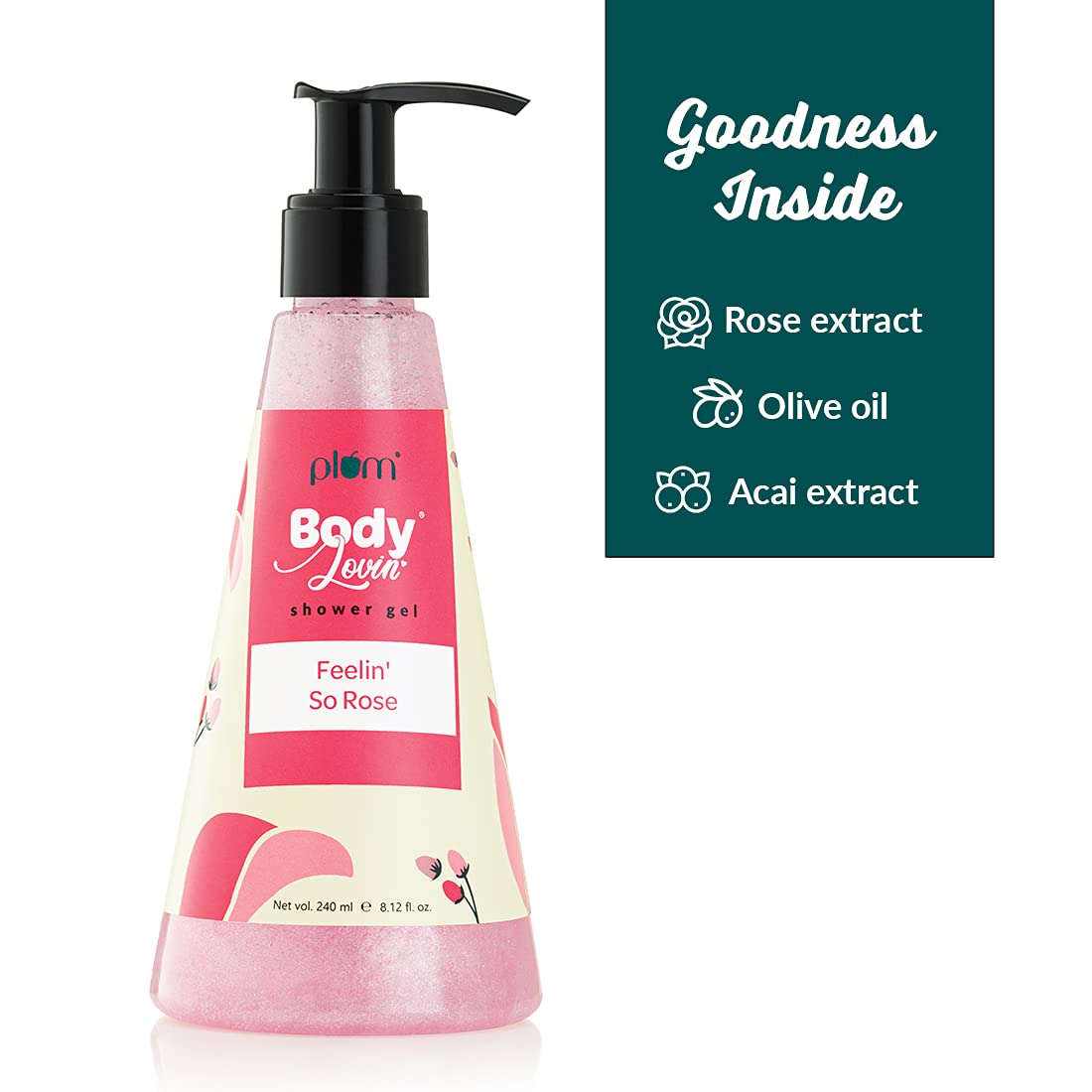 Plum BodyLovin' Feelin' So Rose Shower Gel | SLS-Free Body Wash For Women | Long Lasting Musky Rose Fragrance | Aloe-Infused Nourishing Body Cleanser For Soft & Smooth Skin (240 ml) (Pack of 2)