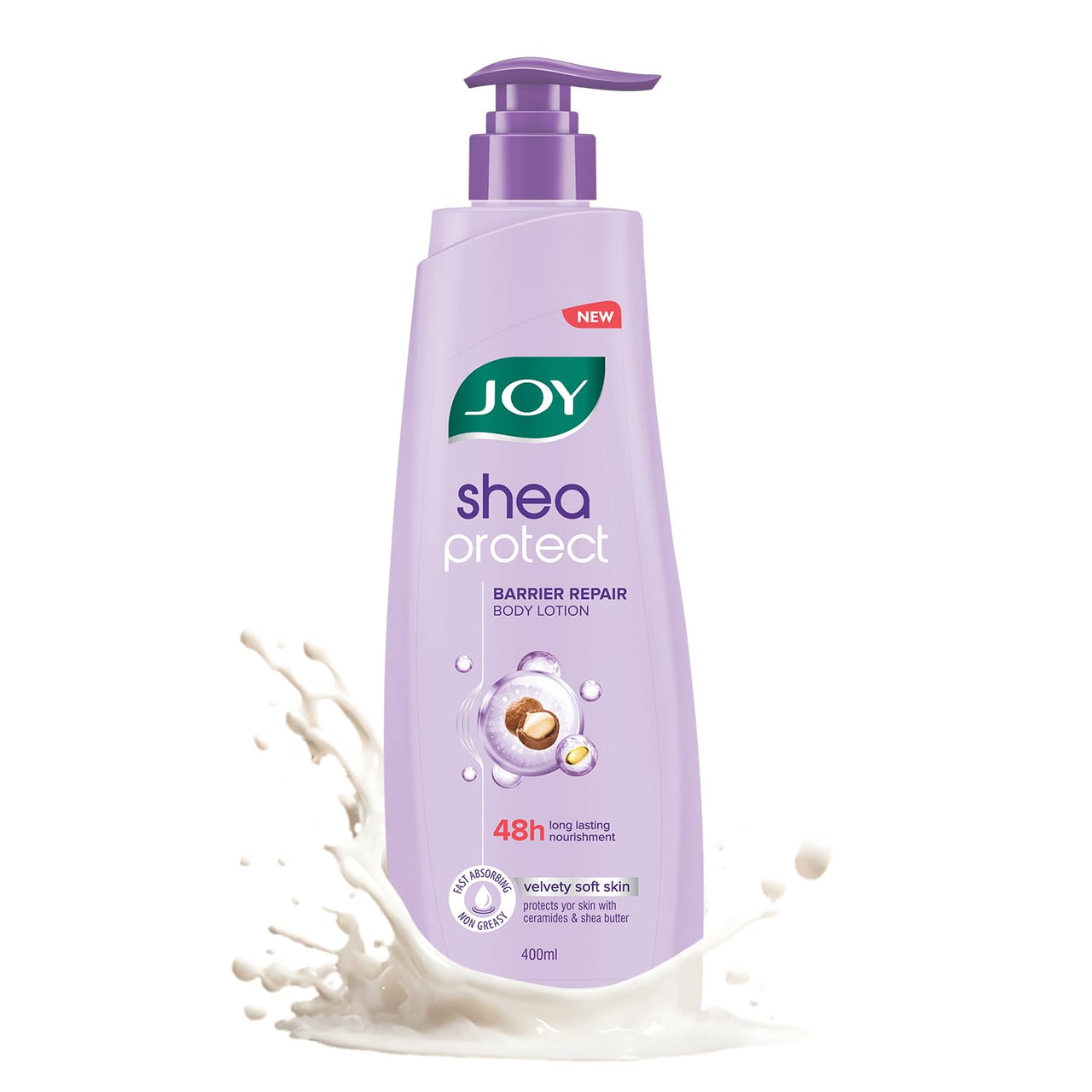 Joy Shea Protect Body Lotion 400ml | For Skin Barrier Repair | 48 Hour Nourishment WIth Ceramide & Shea Butter | Fast Absorbing & Non Greasy Lotion | Velvety Soft Skin | For Normal to Dry Skin