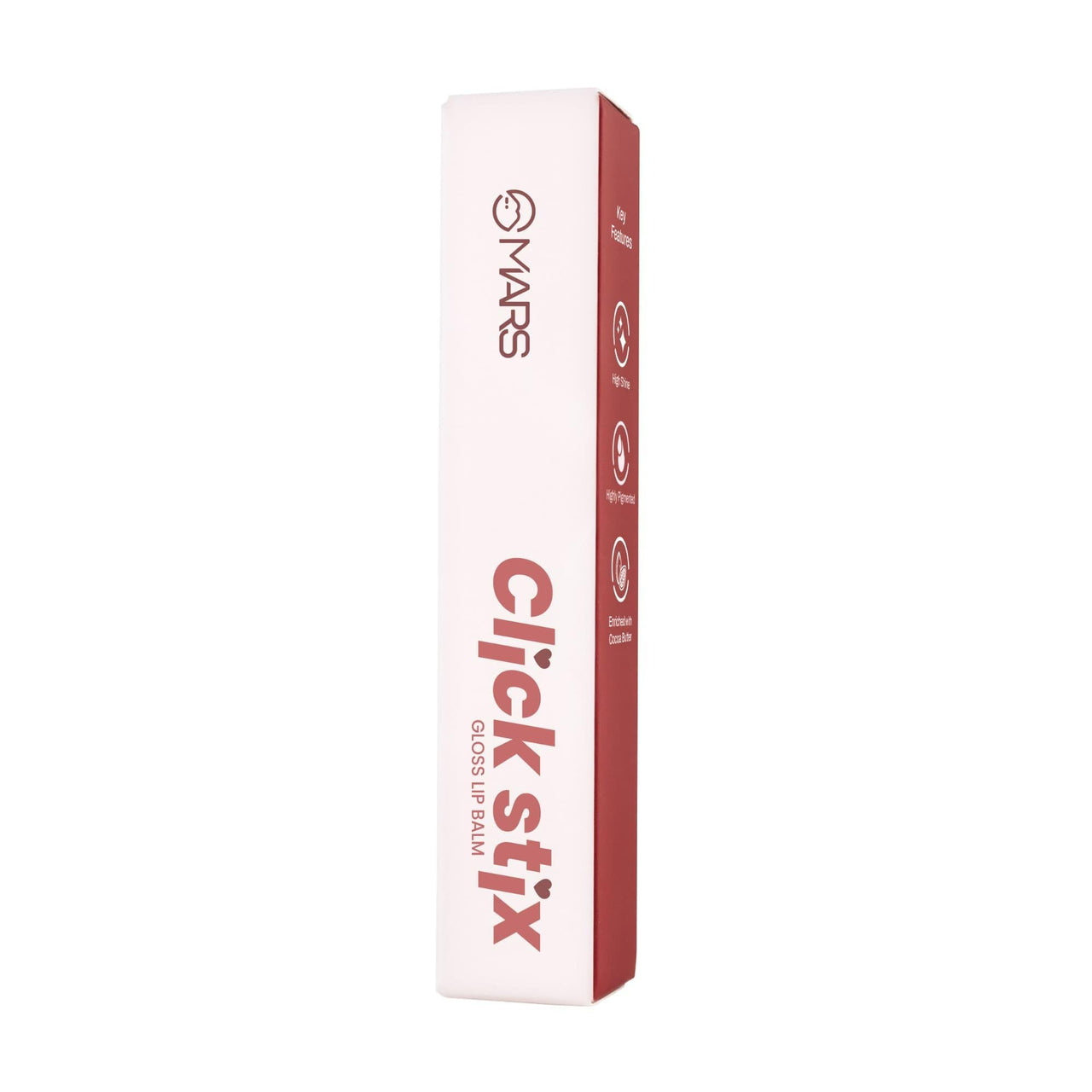 MARS Click Stix Gloss Lip Balm (2.0 gm) (04-CHERRY GLAZE) | High Pigmented | Ultra-Glossy Finish | Non-Sticky | Hydration | Enriched with Cocoa Butter