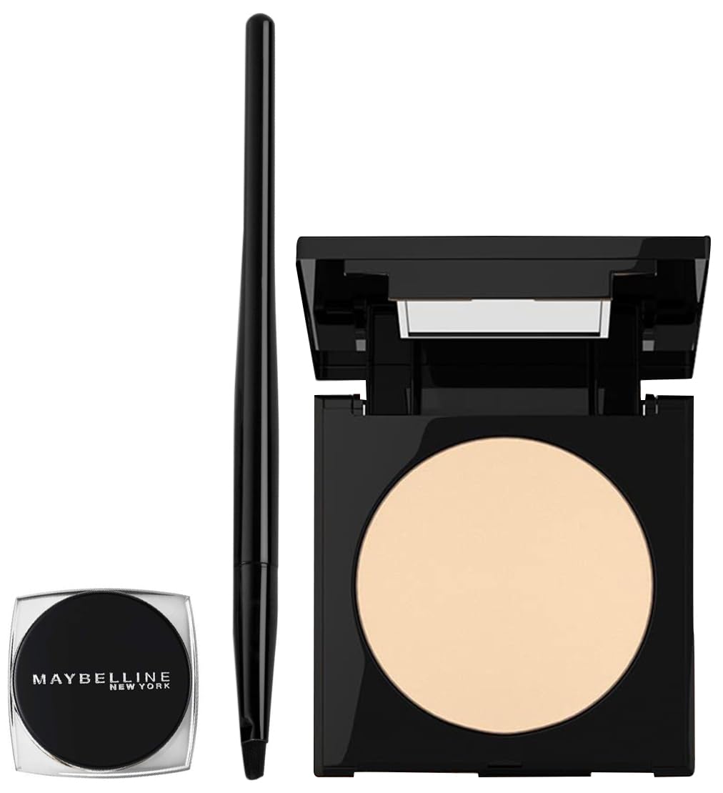 Maybelline New York Fit Me Matte Poreless Powder, 230 Natural Buff, 8.5g and Maybelline New York Lasting Drama Gel Eyeliner,Blackest Black, 2.5g
