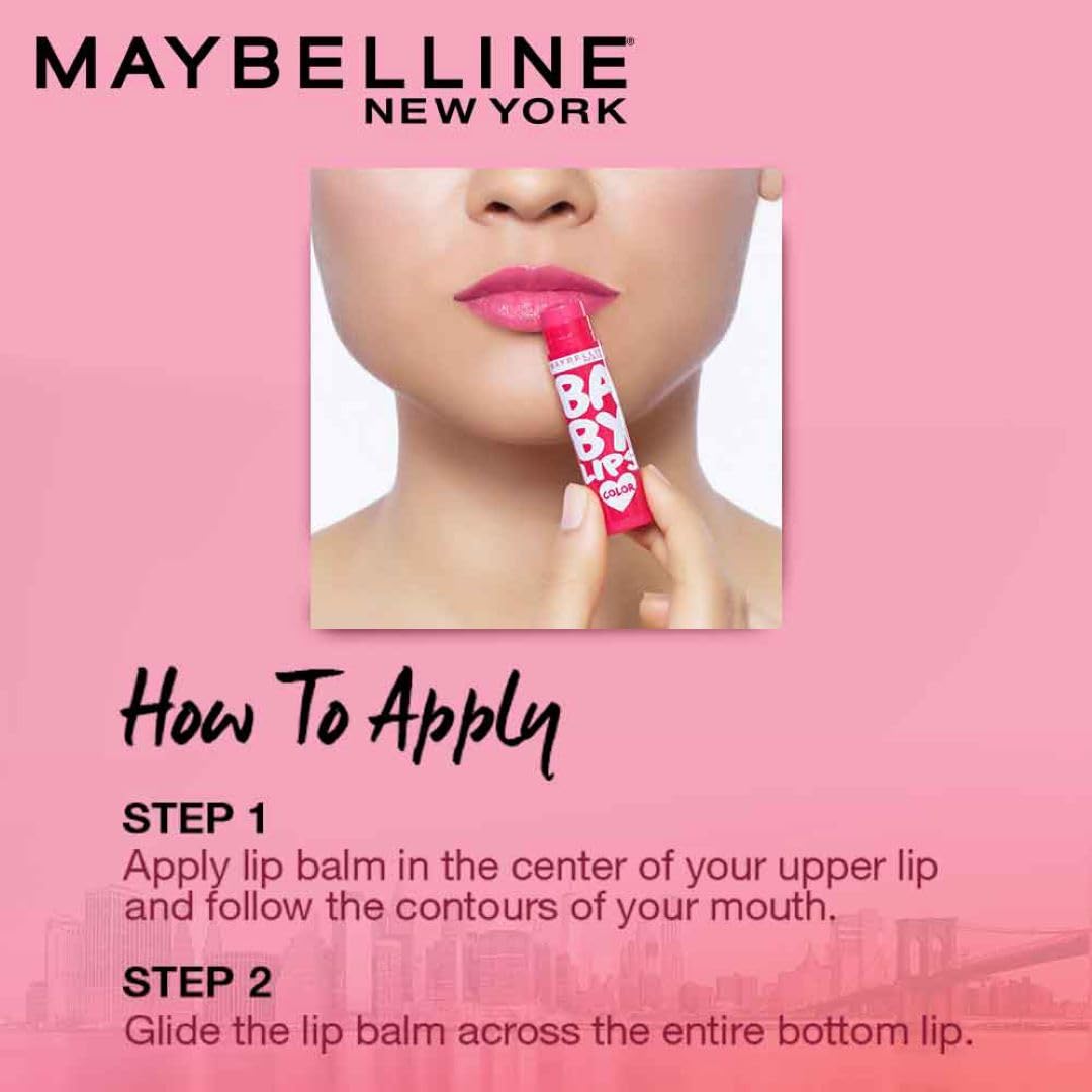 Maybelline New York Lip Balm, With SPF, Moisturises and Protects from the Sun, Pink Lolita & Baby Lips Cherry Kiss, Baby Lips, Berry Crush & Baby Lips Pink Lolita, 6 pack, 8g