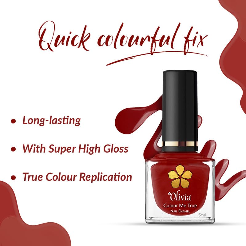 Olivia Nail Paint for Glossy Finish - 5ml (11 Maroon Macaron)