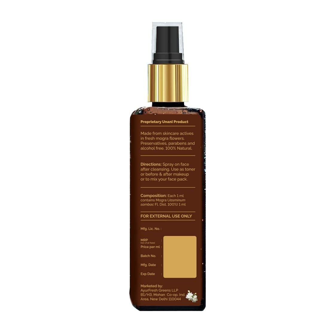 PYOURA pure Jasmine Mogra Face Toner Mist 100 ml, 100% Natural Toner For Healthy Glow & Even Skin Tone, Hydrating Serum Toner For Dry Oily Combination Skin, Natural Jasmine Perfume, Alcohol Free
