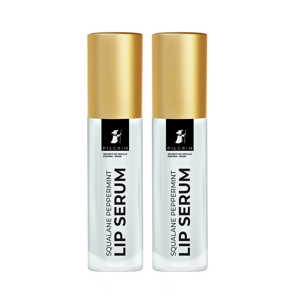 Pilgrim Squalane Lip Serum (Peppermint) with roll-on for Visibly Plump Lips(Pack of 2)| Hydrating Lip serum for dark lips | Lip serum with Shea Butter & Pomegranate for plump & soft lips |Men & Women.