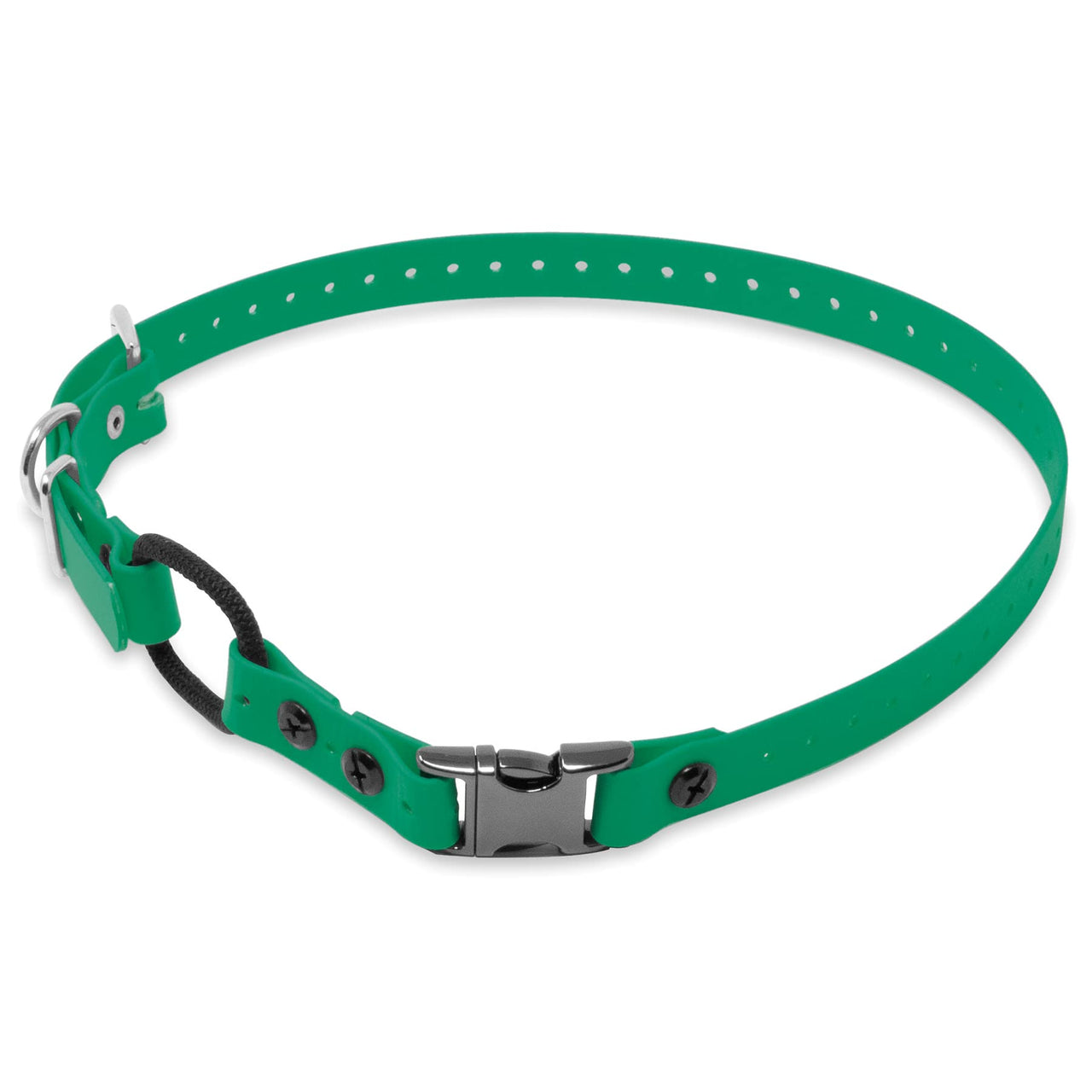Educator Quick Snap Bungee Dog Collar, Biothane, Waterproof, Odorproof, Easy Connect and Disconnect Clasp and D Ring with Comfort Bungee Loop, Adjustable for Custom Fit, 1-Inch, Green 1" Wide Fits 800 and 1200 Series