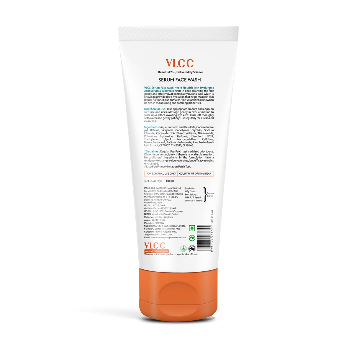 VLCC Serum Facewash - 100ml | with Hyaluronic Acid Serum to Softens and Nourishes Skin & Aloe Vera for Gentle Cleansing & Strengthing Skin Barrier | Dermatologically Tested