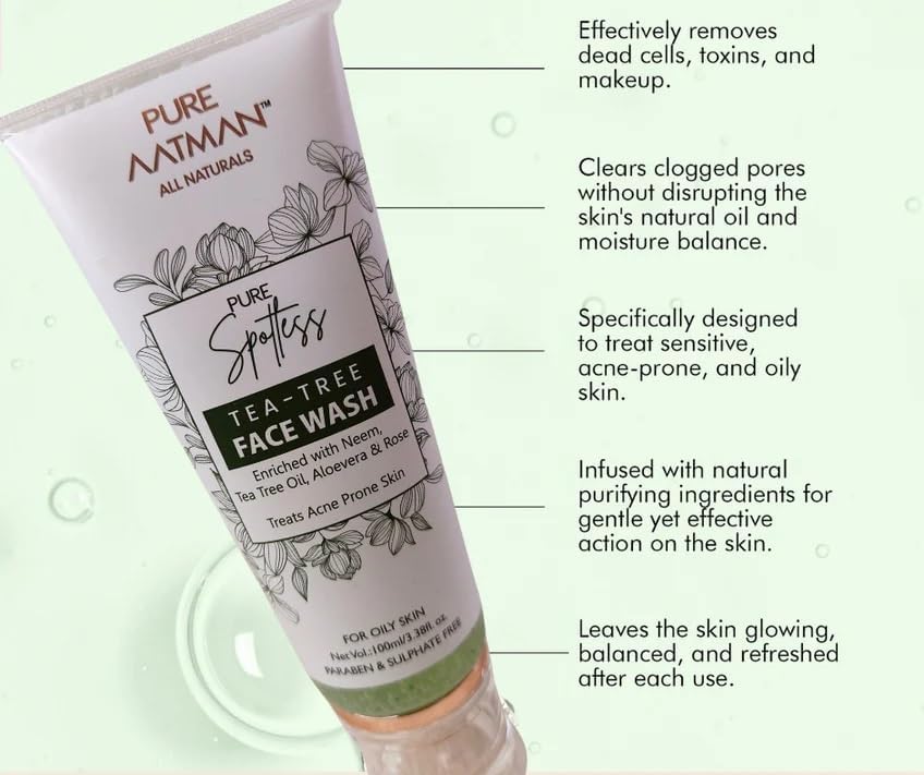 Face wash for women and Acne Prone Skin with Neem & Tea Tree Dry Skin Pigmentation Oily Skin Glowing Skin Sensitive Skin Spot Tan Removal Brightening 100 ml